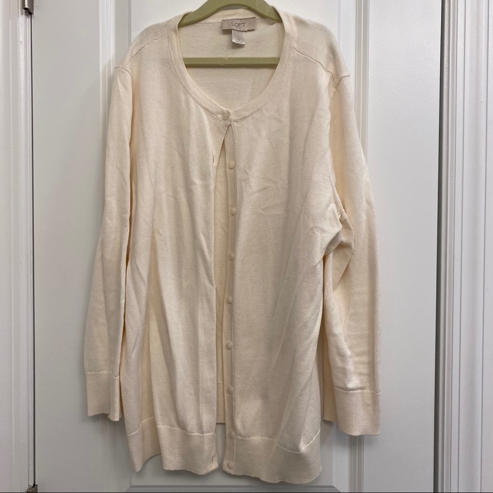 Cream Button Up Cardigan LOFT
